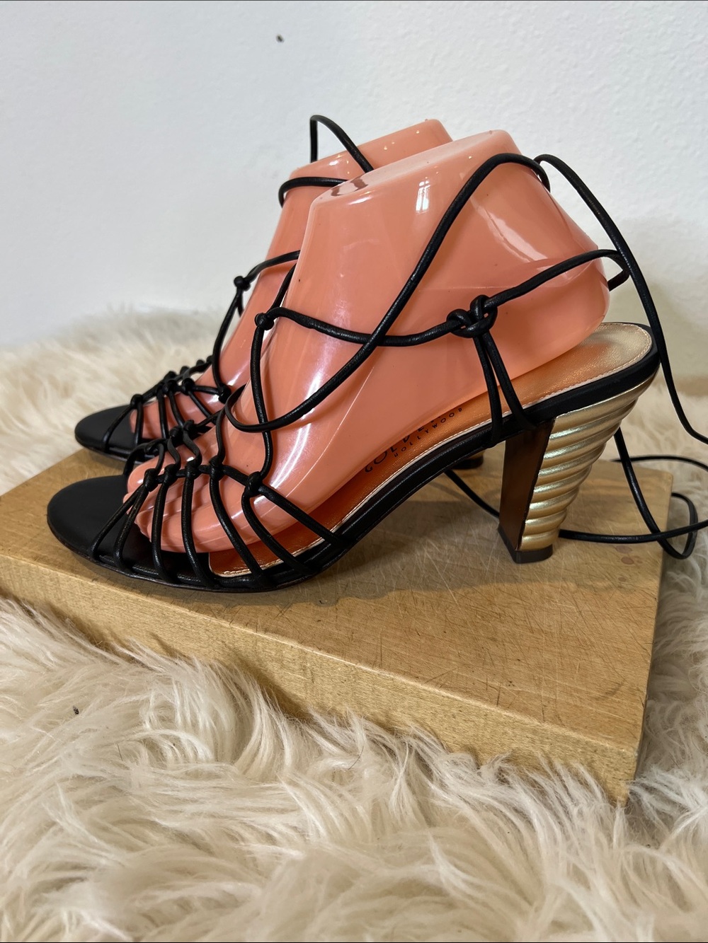 Golden Age Hollywood Salome Strappy Sandal with Metallic Heel